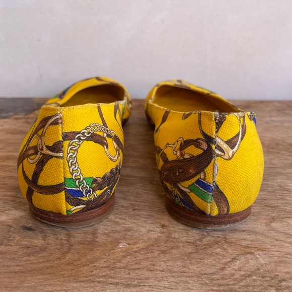 RALPH LAUREN COLLECTION Purple Label Yellow Equestrian Horse Bit Flats 9.5 ITALY - Picture 8 of 12